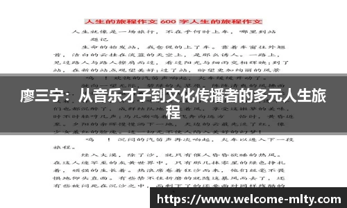 廖三宁:从音乐才子到文化传播者的多元人生旅程